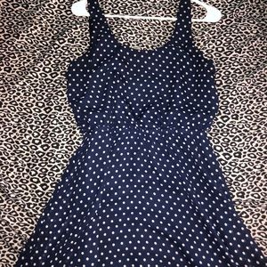 Divided navy Blue Polka Dot Dress
